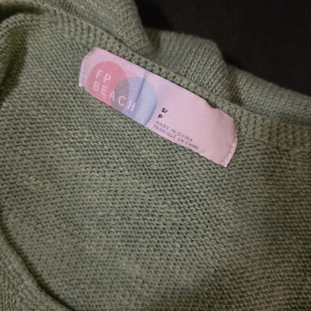 Free People Beach Nina Sweater Knit Dress Cool Moss Green Size S - Picture 3 of 6
